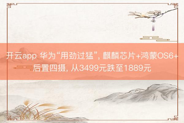 开云app 华为“用劲过猛”, 麒麟芯片+鸿蒙OS6+后置四摄, 从3499元跌至1889元