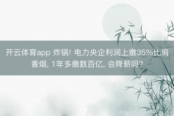 开云体育app 炸锅! 电力央企利润上缴35%比肩香烟, 1年多缴数百亿, 会降薪吗?