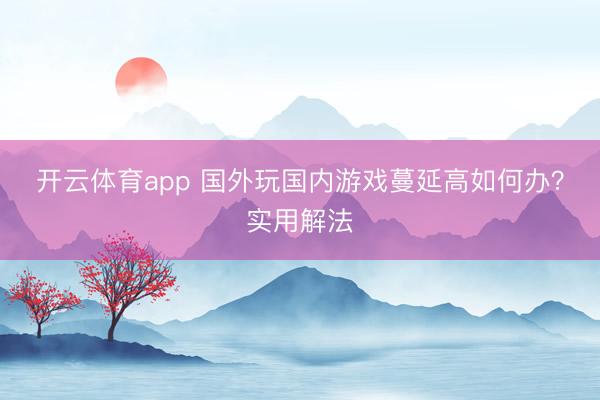 开云体育app 国外玩国内游戏蔓延高如何办？实用解法